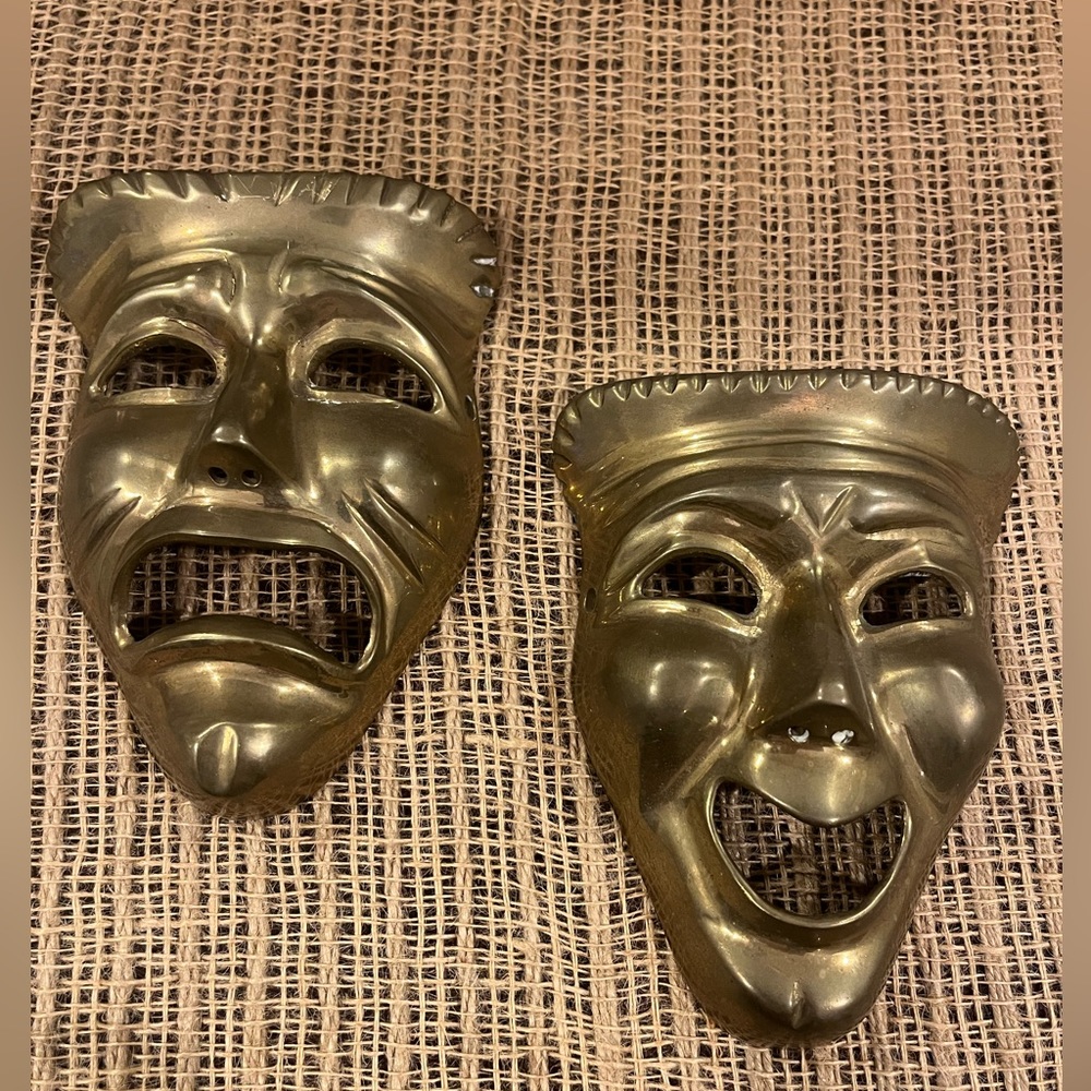 Vintage Brass Comedy and Tragedy Theatre Drama Wall Decor